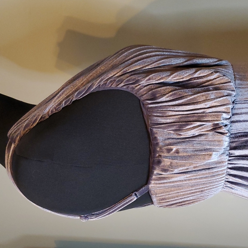 Pleated Gray Velvet Formal Gown Maxi - Picture 5 of 6